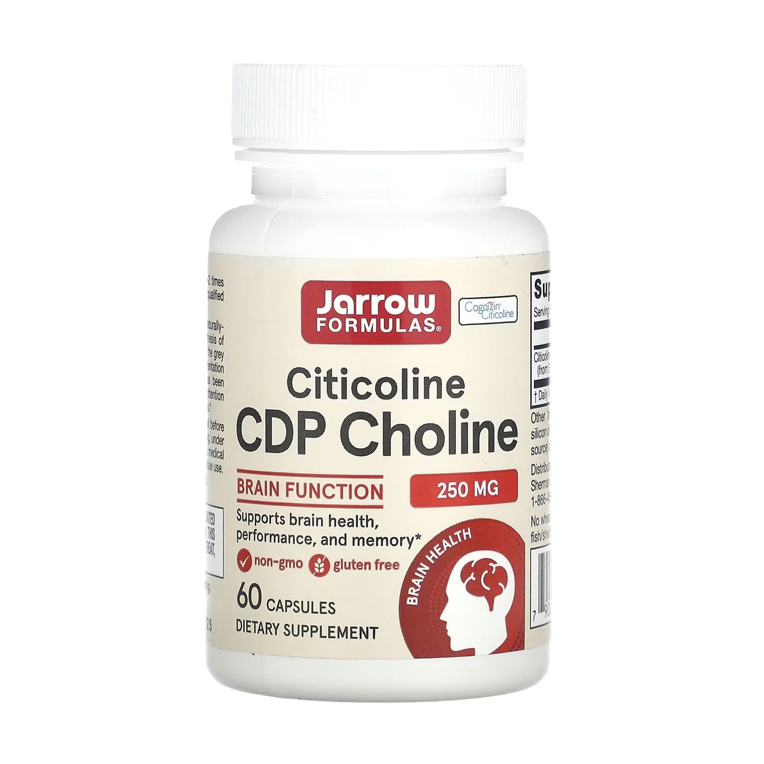Цитиколін Jarrow Formulas Citicoline CDP Choline 250 мг, 60 капсул